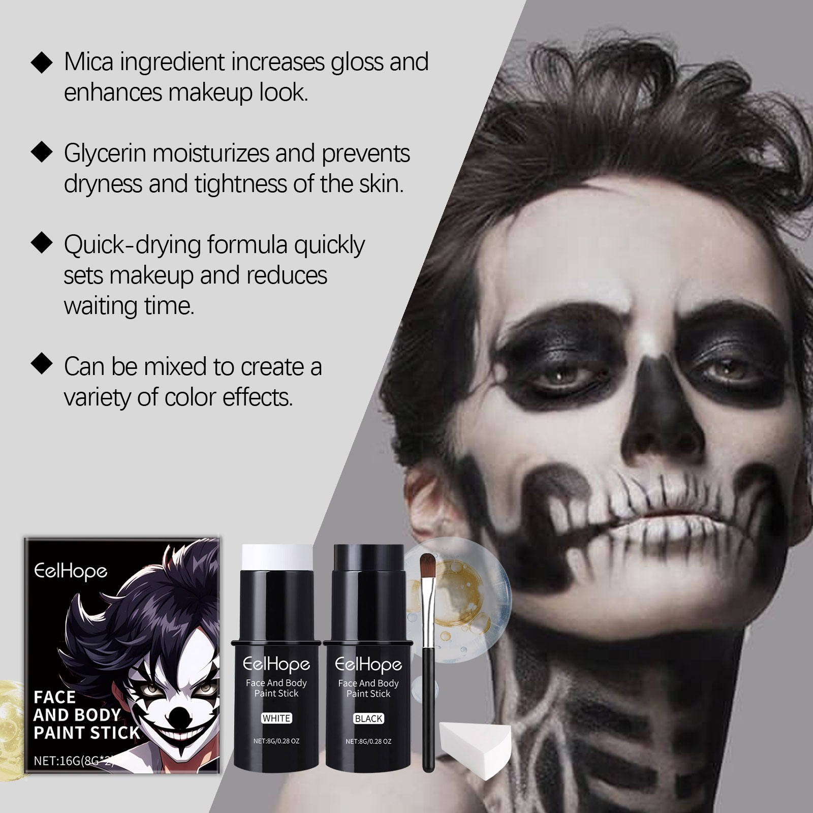 Black White Face Body Paint Ki - đánh giá và giá Beauty Makeup Pictures
