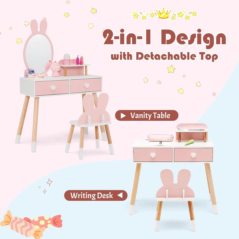 2-in-1 Wooden Princess Makeup  - đánh giá và giá Beauty Makeup Chair