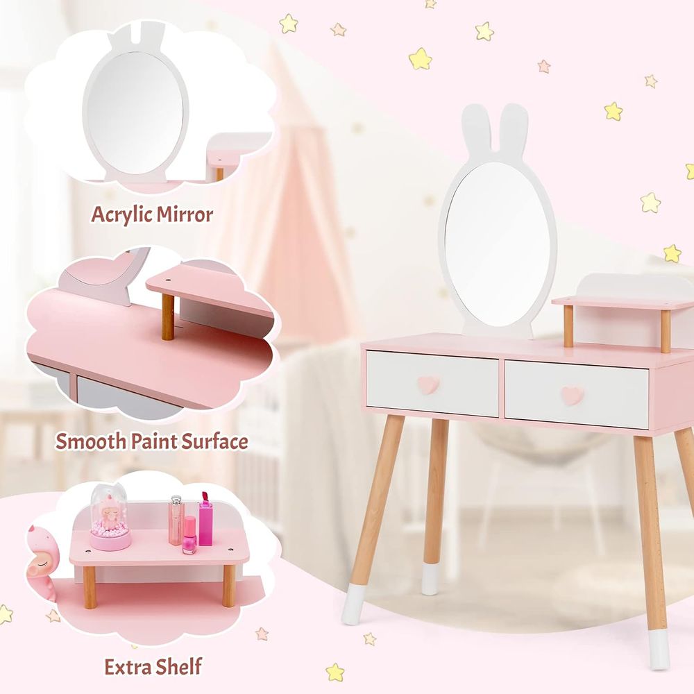 2-in-1 Wooden Princess Makeup  - đánh giá và giá Beauty Makeup Chair