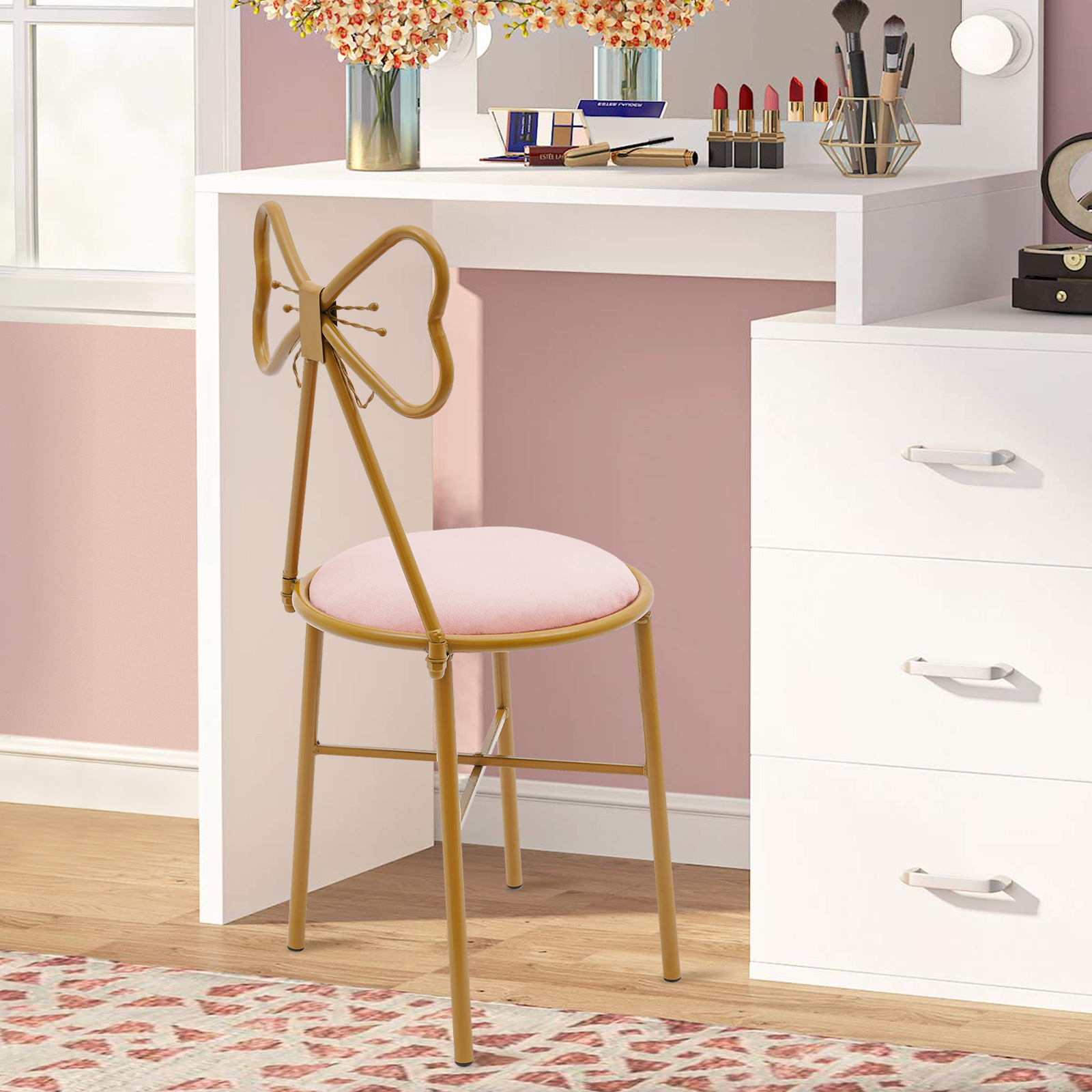 Butterfly Bow Tie Vanity Chair - đánh giá và giá Beauty Makeup Chair