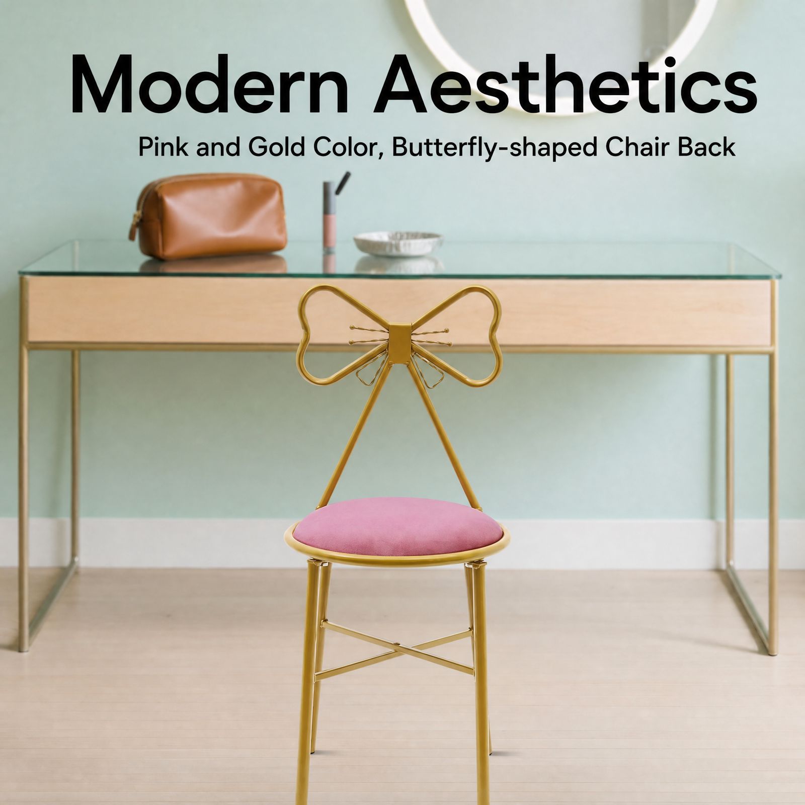 Pink Butterfly Backrest Vanity - đánh giá và giá Beauty Makeup Chair