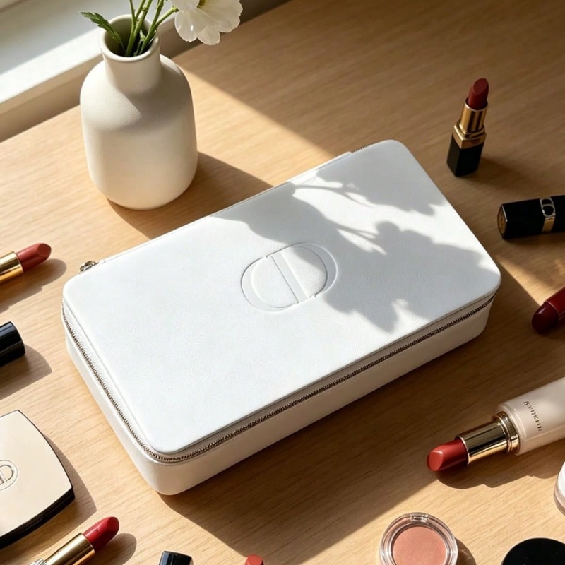 Dior’s Bag White Cosmetic Bag  - đánh giá và giá Beauty Makeup Dior
