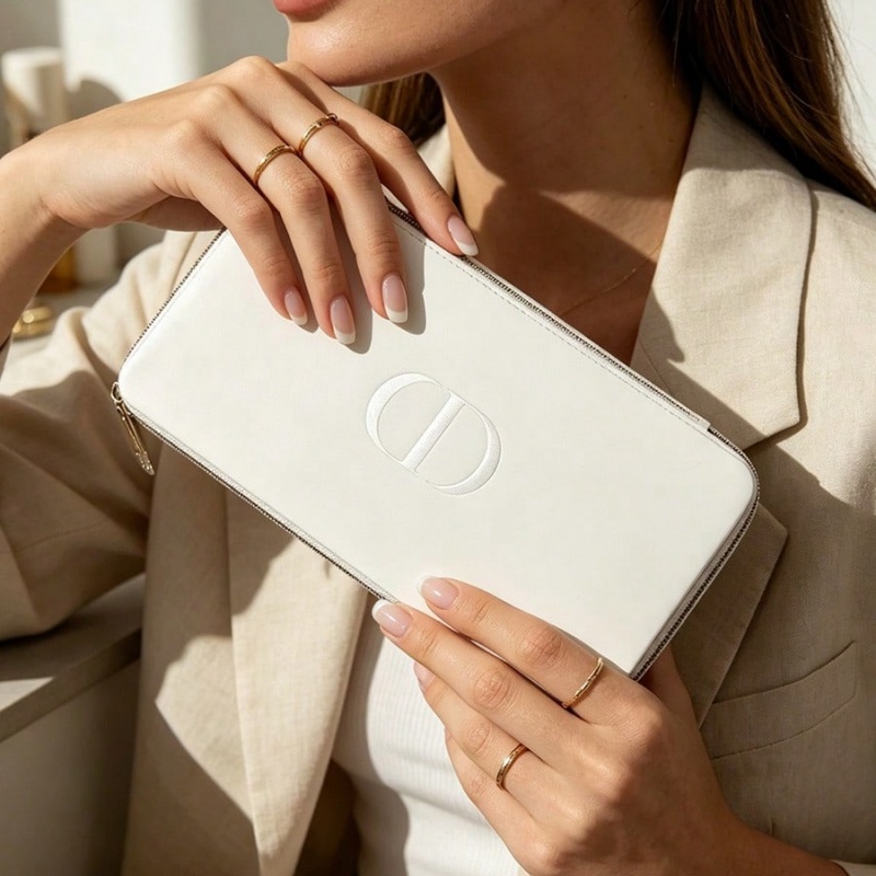 Dior’s Bag White Cosmetic Bag  - đánh giá và giá Beauty Makeup Dior